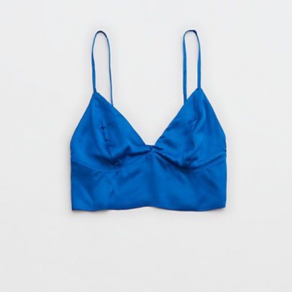 aerie Blue Satin Bralette Top